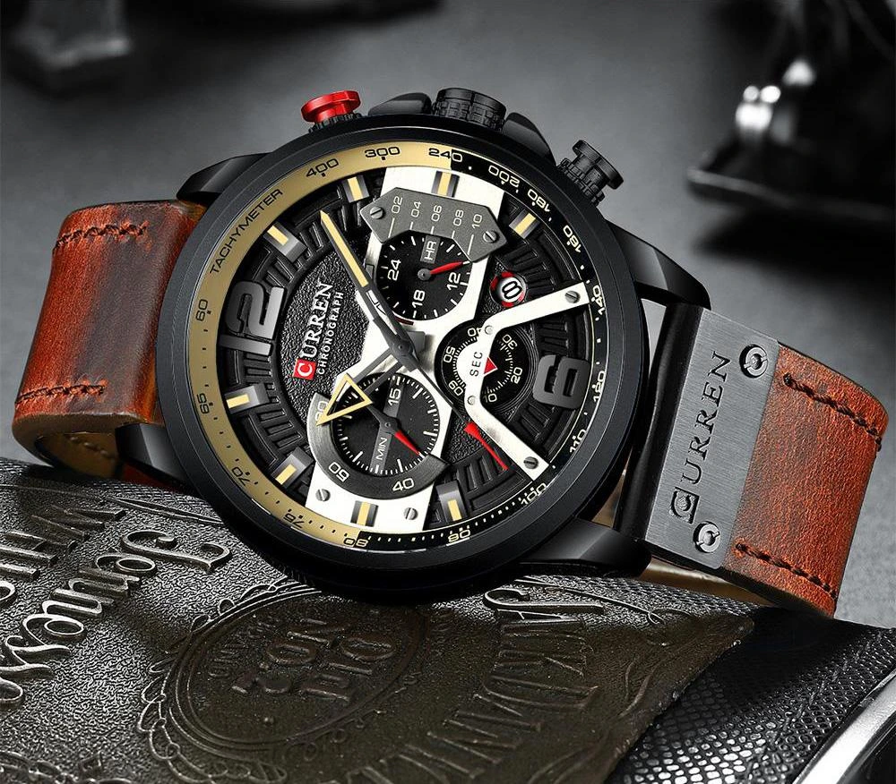 CURREN 8329 Mens Leather Strap Wrist Watch (1)