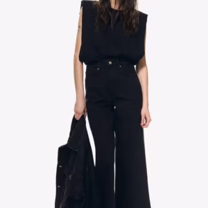 H&M Ladies' High Rise Wide Leg Cropped Jeans 