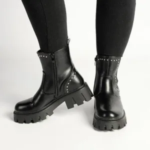 Madison, Kika Studded Gusset,  Black Ladies' rubber boots,