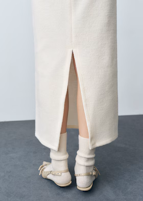 Mango Ladies’ Straight Wool-Blend Midi Skirt(4)