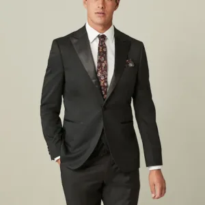 Next Black Men's Tailored  Wool Blend Tuxedo Suit