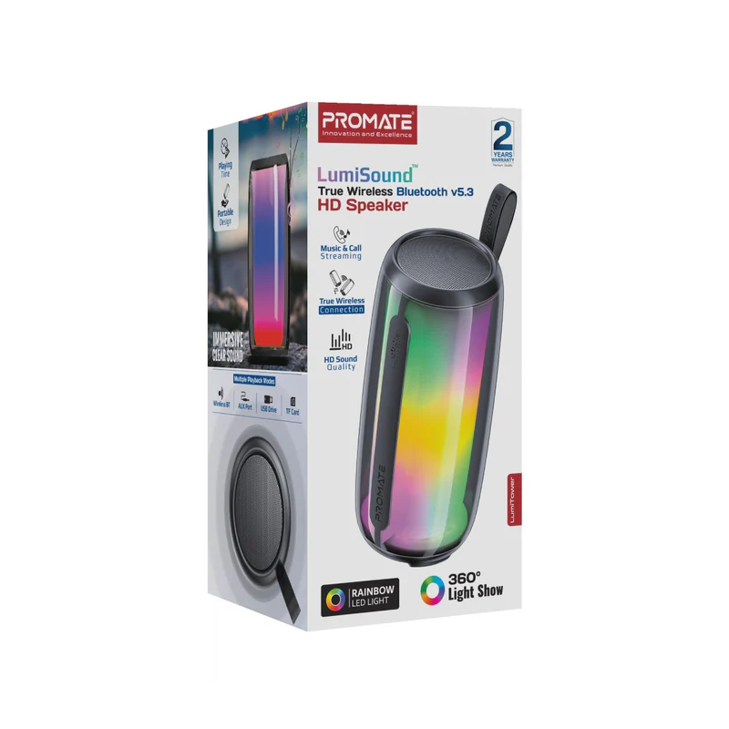 Promate LumiTower LumiSound True Wireless Bluetooth Speaker(1)