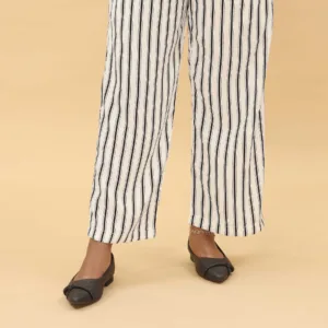 Stylo Ladies' Blkwht Cotton Cambric Trouser PL5029 