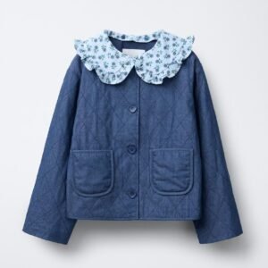 ZARA Children's Padded Jacket with Detachable Floral Collar