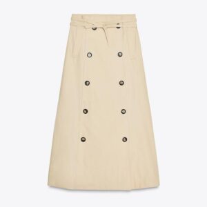 ZARA Ladies' Button-Up Wrap Midi Summer Skirt