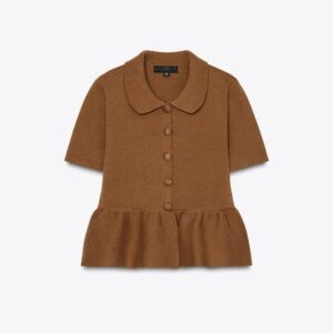 ZARA Ladies' Knit Peplum Cardigan Brown