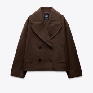 ZARA Ladies' Short Double-Breasted Top Coat