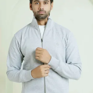 Lawrencepur Zipper Mock - Woolen Fleece Grey Heather Plain